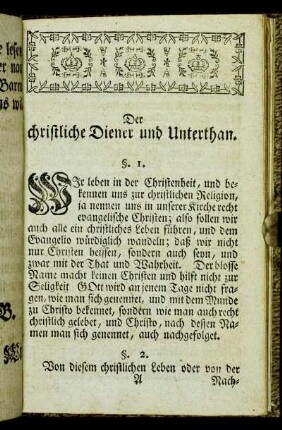 Der christliche Diener und Unterthan.