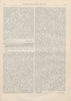 89-90 [Rezension] Martens, Wilh., Die Beziehungen der Ueberordnung, Nebenordnung und Unterordnung zwischen Kirche und Staat. Historisch-kritische Untersuchungen mit Bezug auf die kirchenpolitischen Frgaen der Gegenwart