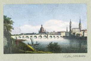 Ansicht von Dresden, Lithografie, um 1840 : [Ansicht von Dresden]. [S.l.], [um 1840]. - 1 Kunstbl. : Lithogr. ; 7,5 x 4,5 cm.