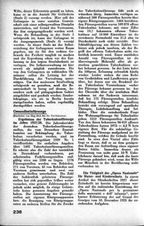 Ergebnisse der Tuberkulosefürsorge im Jahre 1927/28 [Gesundheitsfürsorge]