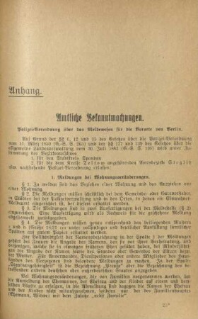VI. Anhang. Ortspolizei-Verordnungen usw.