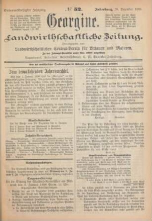 Siebenundfünfzigster Jahrgang. No. 52. Insterburg, 28. Dezember 1889.