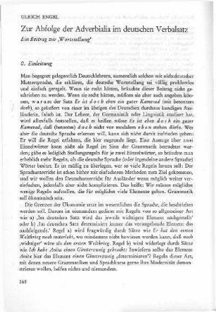 Zur Abfolge der Adverbialia im deutschen Verbalsatz : ein Beitrag zur „Wortstellung“
