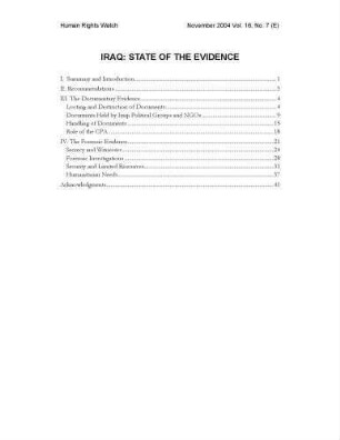 Iraq : state of the evidence