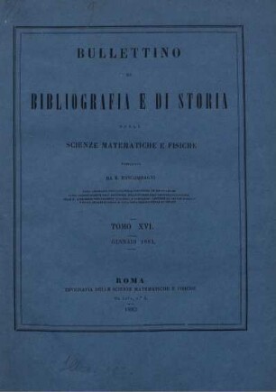 Tomo XVI. Gennaio 1883.