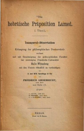 Die hebraeische Praeposition lamed