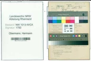 Entnazifizierung Hermann Obermann , geb. 13.07.1896 (Landwirt)