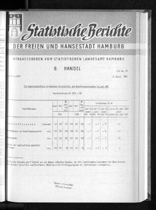Die Umsatzentwicklung im Hamburger Gaststätten- und Beherbergungsgewerbe im Juni 1960 : Lfd. Nr. 30