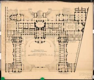 Prinzliches Palais, Berlin Schinkelwettbewerb 1901: Grundriss Erdgeschoss 1:200