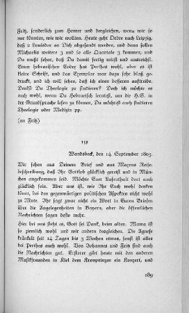 139 Wandsbeck, den 14. September 1805.