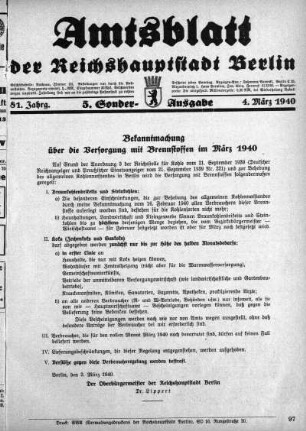 5. Sonder-Ausgabe, 4. März 1940