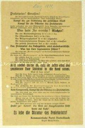 Flugblatt der KPD zum Ende der Märzkämpfe 1919