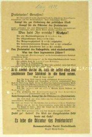 Flugblatt der KPD zum Ende der Märzkämpfe 1919