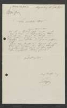 Brief von Jakob Singer an Unbekannt