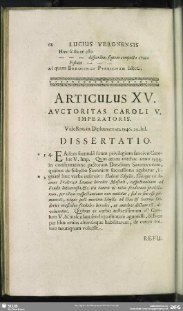 Articulus XV. Auctoritas Caroli V. Imperatoris