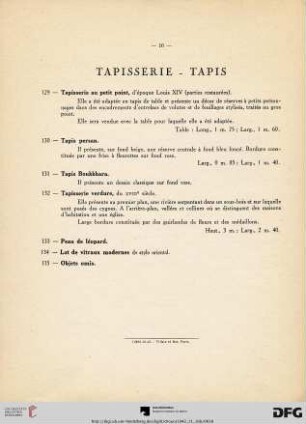 Tapisserie-Tapis (Nr. 129-135)