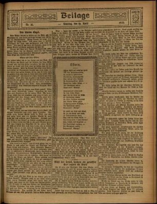 Zweite Ausgabe vom Sonntag, den 16. April 1922.