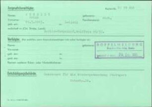 Eintrag in der Bundeszentralkartei (Teil des Testsamples): SCHMIDT, Erich