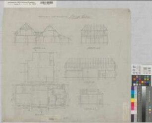 Velen (Velen) Schloß Wagenremise und Scheune Grundrisse, Schnitte um 1920 1 : 100 65 x 69 Bleistiftzeichnung Landsberg-Velen