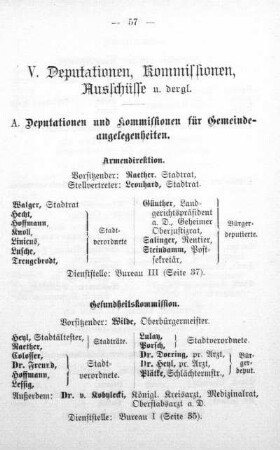 V. Deputationen, Kommissionen, Ausschüsse und dergleichen