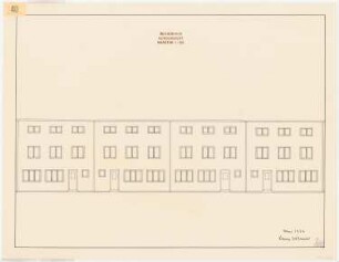 Aufgabe Stadterweiterung, Sommersemester 1932: Reihenhäuser: Nordansicht 1:50
