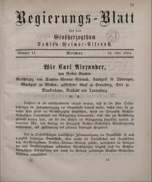 Nr. 11 : 16. Juni 1864