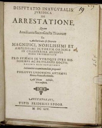 Disputatio Inauguralis Iuridica De Arrestatione