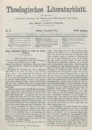 529-541 Krieg, Christentum, Kirche im Lichte der Kriegsliteratur