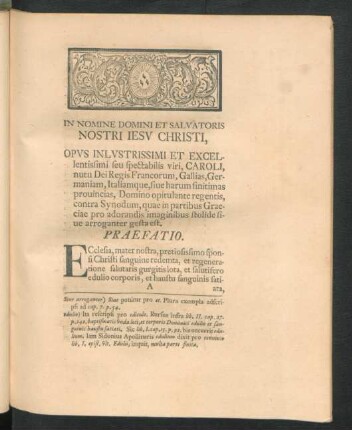 In Nomine Domini Et Salvatoris Nostri Iesu Christi, ... Praefatio