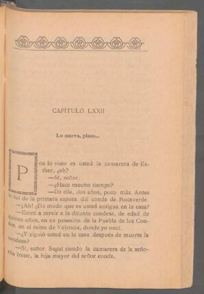 Capítulo LXXII - Lo nuevo, place...