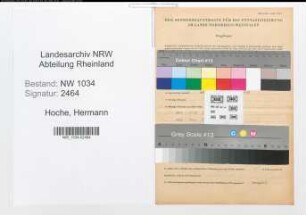 Entnazifizierung Hermann Hoche , geb. 18.05.1903 (Stabsfeldwebel)