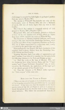 Note upon the tables of fossils
