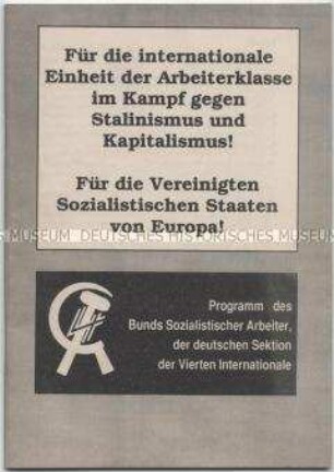 Programm des Bundes Sozialistischer Arbeiter (BSA), der deutschen Sektion der Vierten Internationalen
