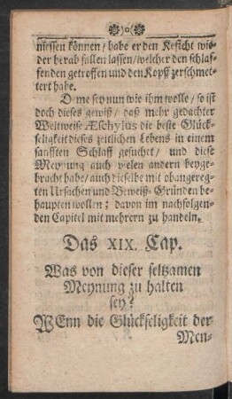 Das XIX. Cap. Was von dieser seltzamen Meynung zu halten sey?