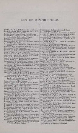 List of Contributors.