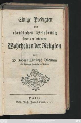 Einige Predigten zur christlichen Belehrung über verschiedene Wahrheiten der Religion