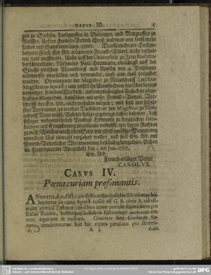 Casus IV. Poena curiam profanantis