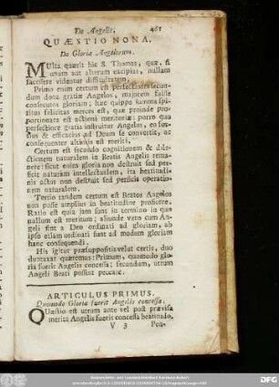 Quaestio Nona. De Gloria Angelorum.