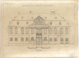 ohne Verfasserangabe; Eichstätt (Bayern); Bauaufnahmen (Bayerisches Denkmälerarchiv), Akademischer Architektenverein, München - Dommesner - Haus (Teilgrundriss, Ansicht)