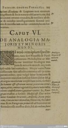 CAPUT VI. DE ANALOGIA MAJORIS ET MINORIS MUNDI..