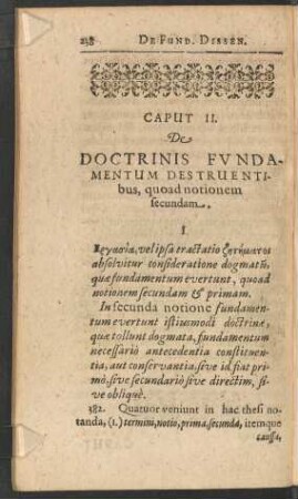 Caput II. De Doctrinis Fundamentum Destruentibus, quoad notionem secundam.
