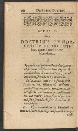 Caput II. De Doctrinis Fundamentum Destruentibus, quoad notionem secundam.
