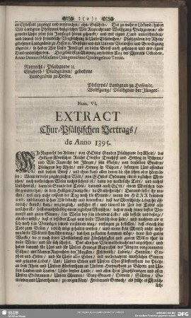Num. VI. Extract Chur-Pfätzischen Vertrags, de Anno 1395