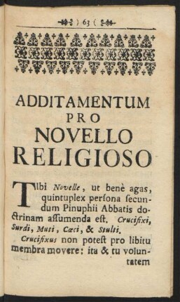 Additamentum Pro Novello Religioso