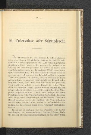 Die Tuberkulose oder Schwindsucht.