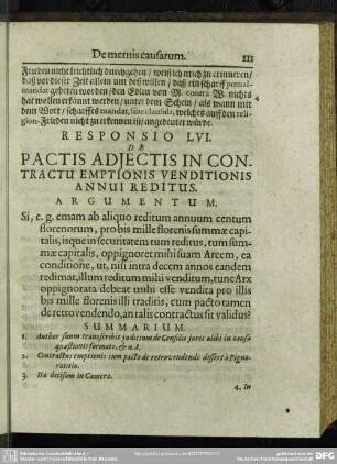 Responsio LVI. De Pactis Adiectis In Contractu Emptionis Venditionis Annui Reditus