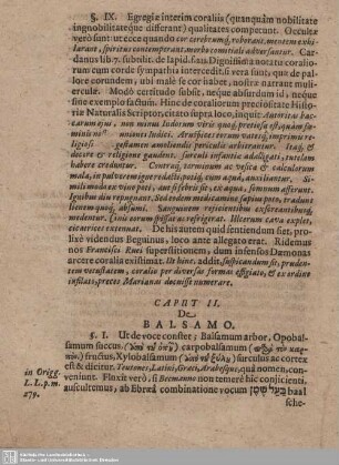 Caput II. De Balsamo.