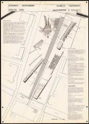 »Olympisches Fest«, Berlin-Mitte Schinkelwettbewerb 1992: Erläuterungstext, Lageplan 1:1000
