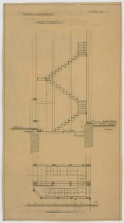 Dolmetsch, Theodor; Holzbronn; Kirche - Untere Turmtreppe (Grundriss, Schnitt)
