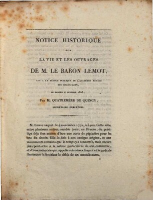 Séance publique de l'Académie Royale des Beaux-Arts, du 4 octobre 1828